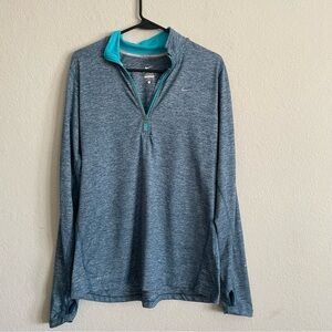 Nike womans blue athletic long sleeve top L dri fit running gym sporty stretch